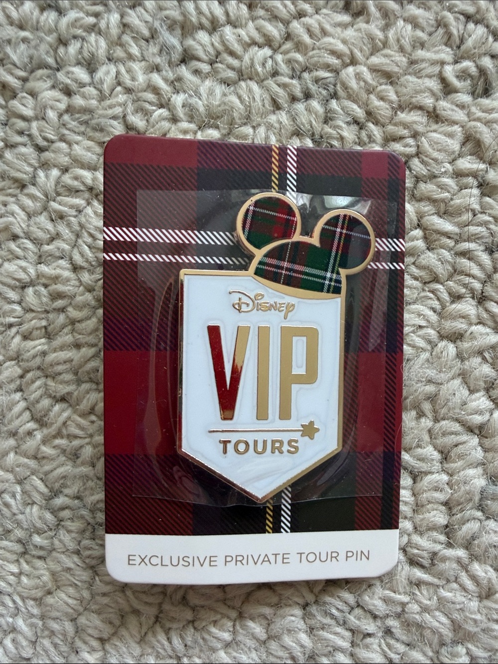 Disney VIP Tours Enamel Pin - Red, White & Gold with Tartan